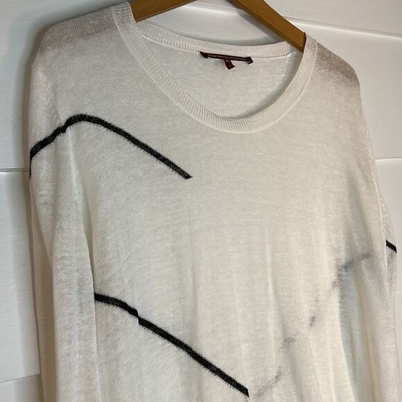 Comptoir des Cotonniers Thin White Sweater with Black Lines Size XL - Picture 3 of 8